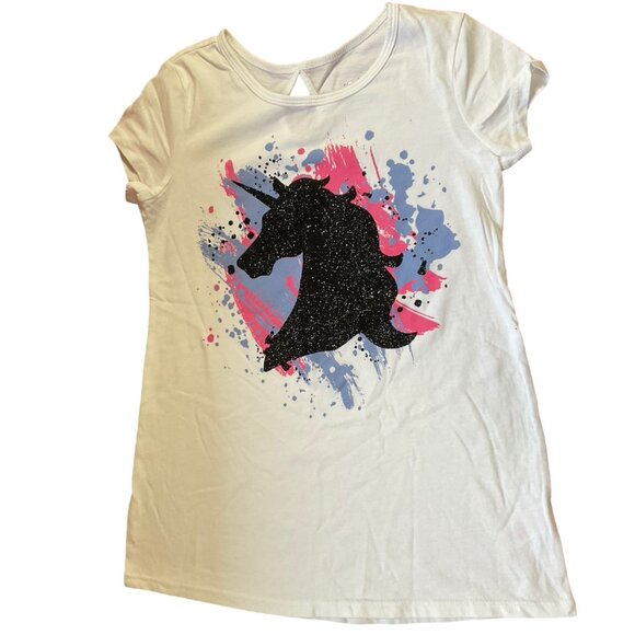 White Tee w/ Sparkle Unicorn Graphic - Picture 1 of 2